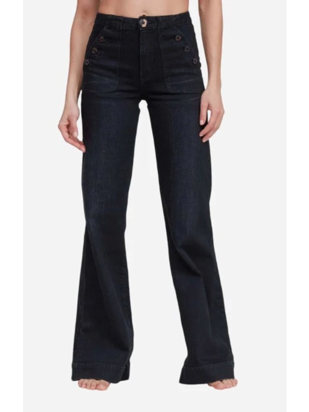 NWT ASKK NY Rock Brickhouse Wide Leg Jean in Rock Rock Black 29